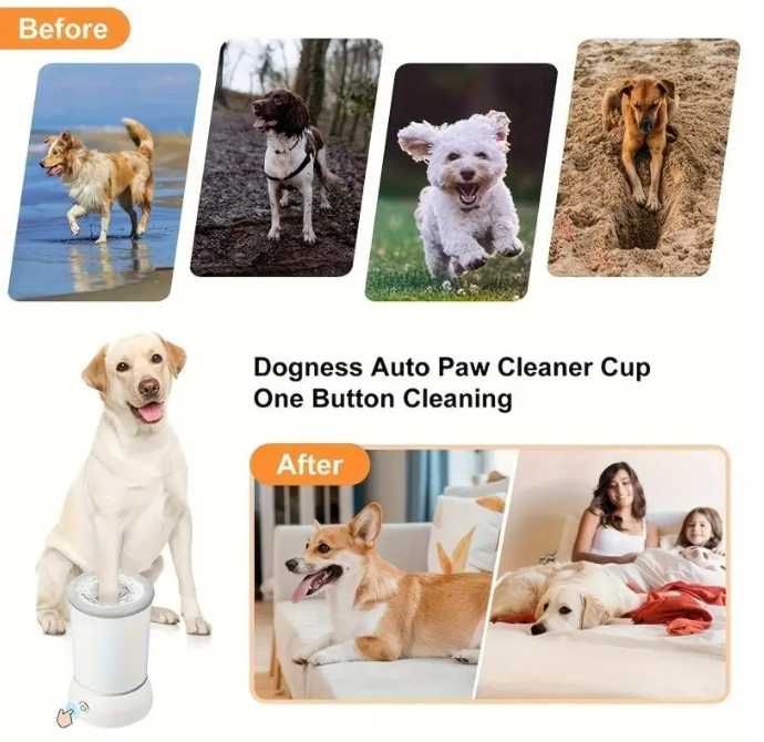 Automatic Dog Paw Cleaner Cup – Gentle Mud & Dirt Remover